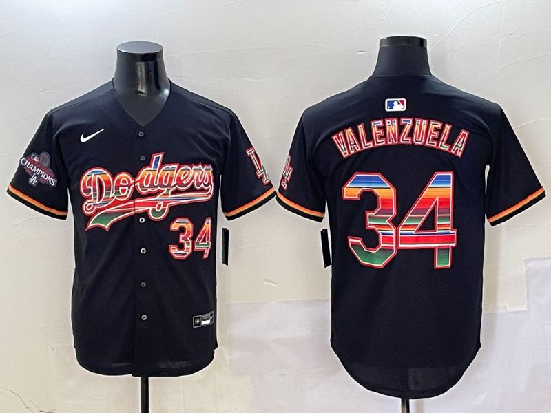 Men Los Angeles Dodgers #34 Valenzuela Black Game 2025 Nike MLB Jersey style 410
